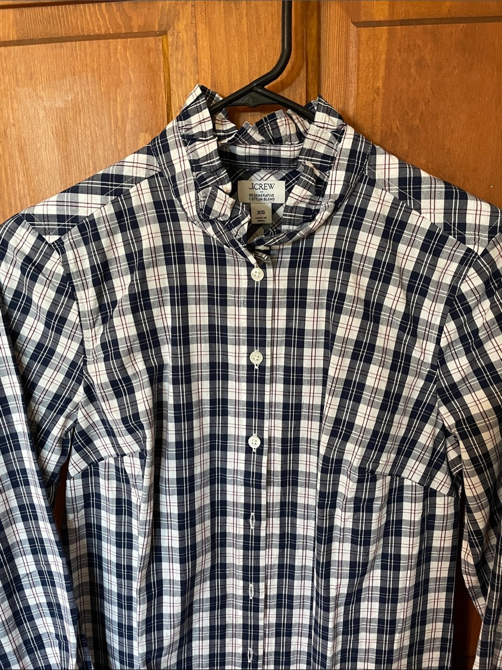 J. Crew Navy and White Plaid Cotton Button-Down Shirt